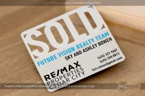 Square Metal Business Card Sold Cut Out with Custom Spot Color for Realtor