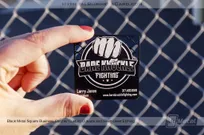 Black Metal Square Business Card Custom Cutout Silver Laser Etching Bare Knuckle 