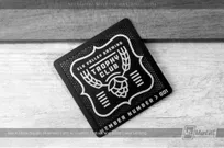 Black Metal Square Business Card Custom Cutout Silver Laser Etching Elk Valley Brewing