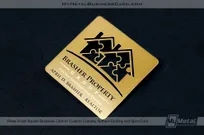 Square Brass Finish metal business card for property management company