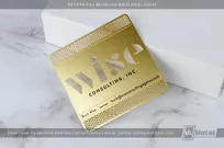 Lettering cut through custom gold brass finish square metal business card