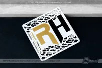 White Metal Square Business Card Custom Cutout Spot Color Spot Color