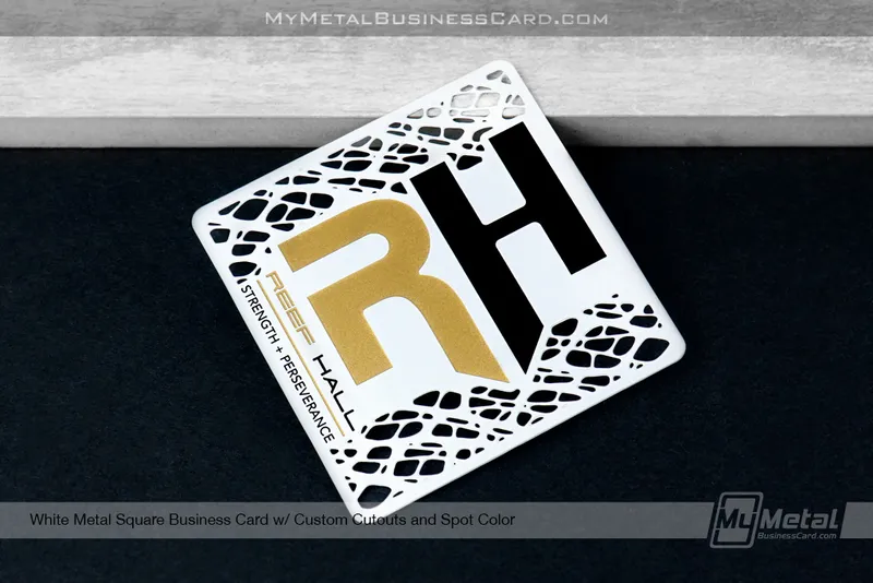 White Metal Square Business Card Custom Cutout Spot Color Spot Color