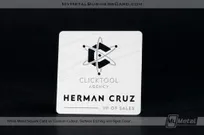 White metal square metal business card with cut out and spot color surface etching and more