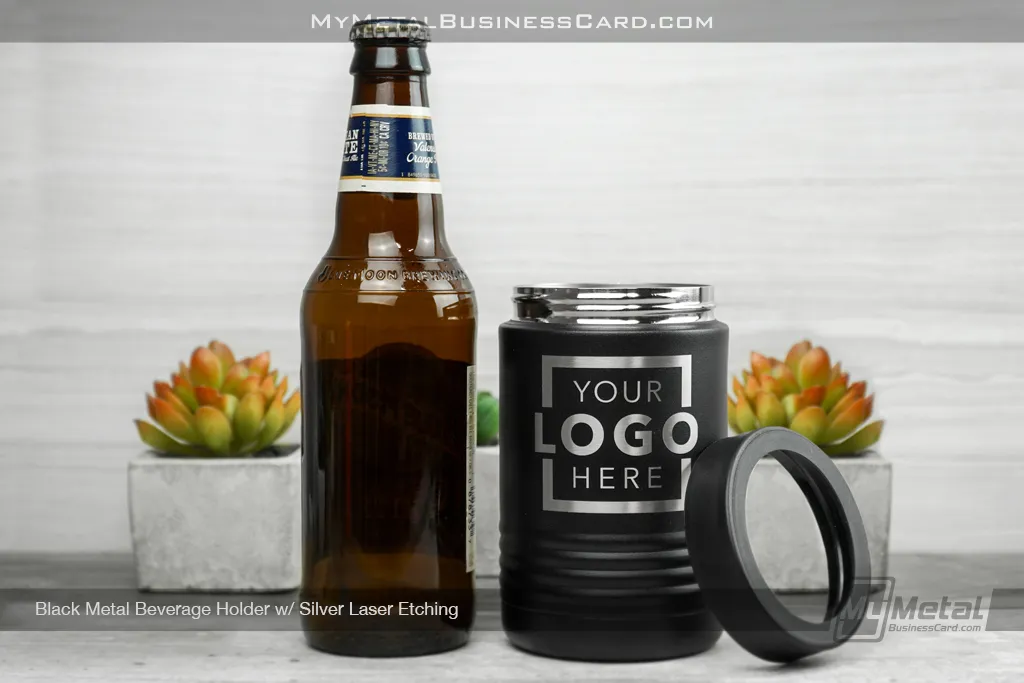 Black-Metal-Beverage-Holder-Silver-Laser-Etching-Your-Logo-Lid