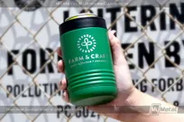 Green-Metal-Beverage-Holder-Silver-Laser-Etching-Farm-Craft-Food