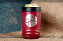 Maroon-Metal-Beverage-Holder-Silver-Laser-Etching-Social-Kitchen-Bar