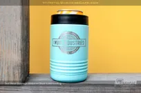 Teal-Metal-Beverage-Holder-Silver-Laser-Etching-Muir-Industries