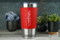 Metal-Red-Silicone-Tumbler-Laser-Etching-Signature-Logo-Ronny-Wilson