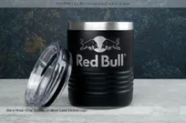 Black-Metal-10-Ounce-Tumbler-With-Custom-Silver-Laser-Etched-Logo-Red-Bull
