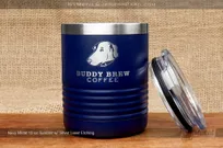 Navy-Metal-10-Ounce-Tumbler-With-Custom-Silver-Laser-Etched-Logo-Buddy-Brew-Coffee