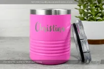 Pink-Metal-10-Ounce-Tumbler-With-Custom-Silver-Laser-Etched-Name