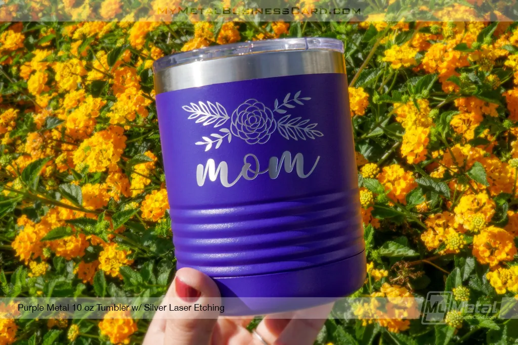 Purple-Metal-10-Ounce-Tumbler-With-Mom-Silver-Laser-Etched-Logo