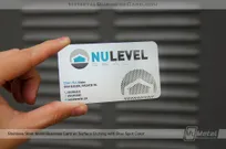Stainless-Steel-Business-Card-With-Cutout-Logo-And-Blue-Spot-Color