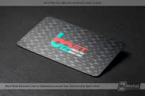 Black-Metal-Business-Card-With-Debossed-Look-Red-Teal-Gray-Spot-Colors