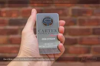 Black-Metal-Business-Card-With-Gunmetal-Finish-And-Black-Spot-Coloring