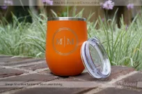 Orange-Metal-12-oz-Tumbler-Wine-With-Lasered-Monogram-Initial-Logo