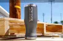 Gray-Metal-14oz-Pilsner-Silver-Laser-Etched-Logo-Snyder-MotorSports