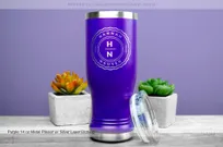 Purple-Metal-14oz-Pilsner-Silver-Laser-Etched-Logo-Badge-Name-Logo