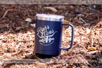 Navy-Metal-15-Ounce-Mug-Silver-Laser-Etched-Logo-Rahr-Sons-Brewery