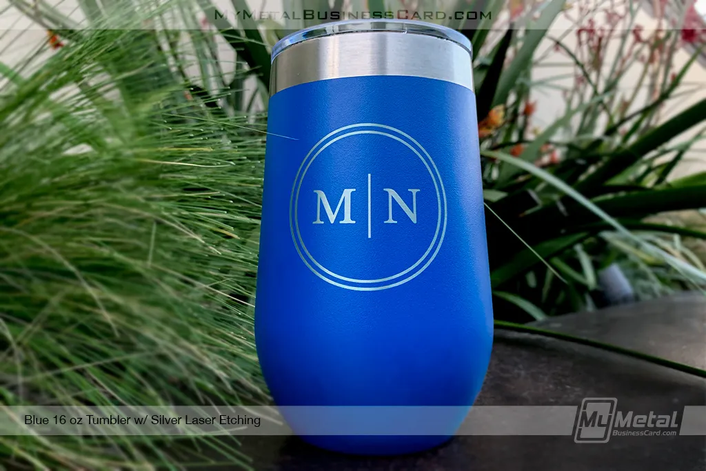 Blue-Metal-16-oz-Tumbler-Wine-With-Etched-Custom-Initial-Logo