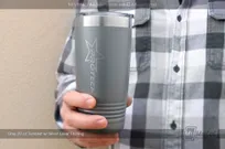 Gray-Metal-20-oz-Tumbler-With-Silver-Laser-Etched-Company-Logo