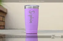 Light-Purple-Metal-20-oz-Tumbler-With-Silver-Laser-Etched-Name-in-Calligraphy-Style