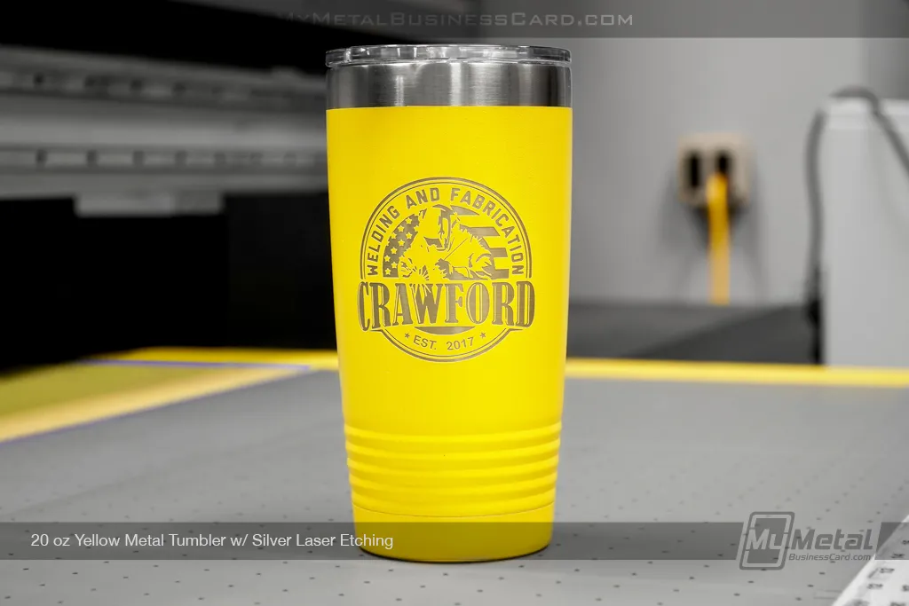 Yellow-20-oz-Metal-Tumbler-With-Laser-Etched-Logo-Crawford-Welding