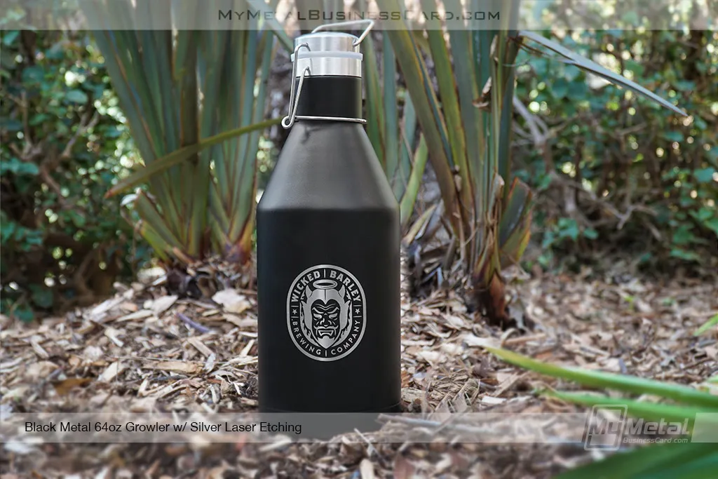 Black-Metal-64-oz-Insulated-Growler-For-Brewery-With-Custom-Laser-Etched-Logo
