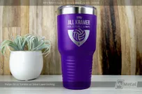 Purple-30-oz-Metal-Tumbler-With-Custom-Etched-Volleyball-Logo