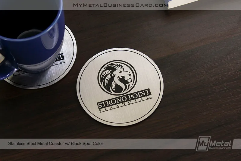 Brushed-Stainless-Steel-Metal-Coaster-Black-Screen-Print-Color