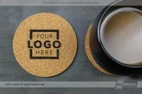 Custom cork coasters etched and available from my metal business card