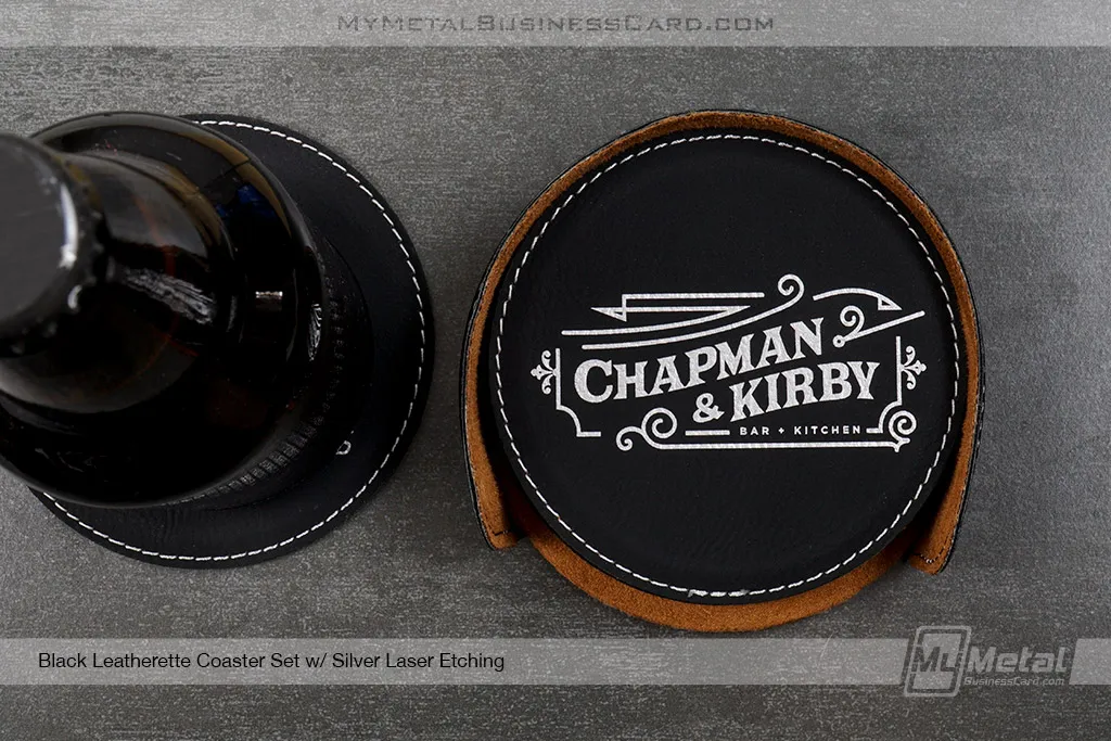 Leatherette 6-Coaster Set | My Metal Business Card