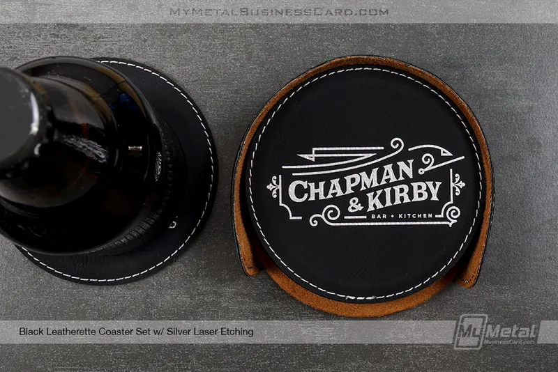 Black-Leatherette-Coaster-Set-For-Bar