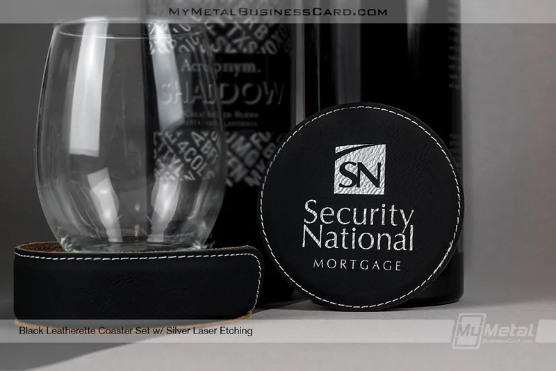 Black-Leatherette-Coaster-Set-Office-Branding