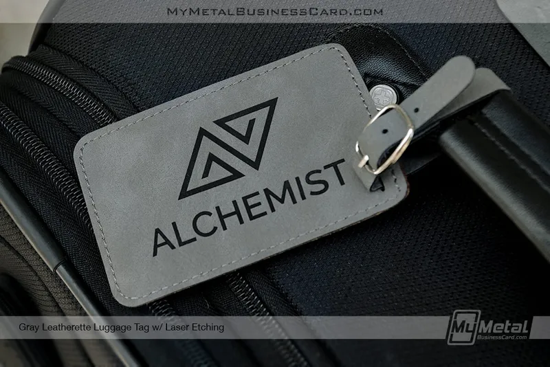 Gray-Leatherette-Luggage-Tag-with-Laser-Custom-Etched-Logo