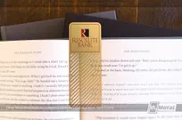 Brass-Finish-Metal-Bookmark-With-Custom-Cutouts-For-Banking-Company