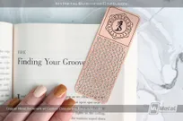 Copper-Finish-Metal-Bookmark-With-Custom-Cutout-and-Black-Spot-Color-Mermaid-Logo