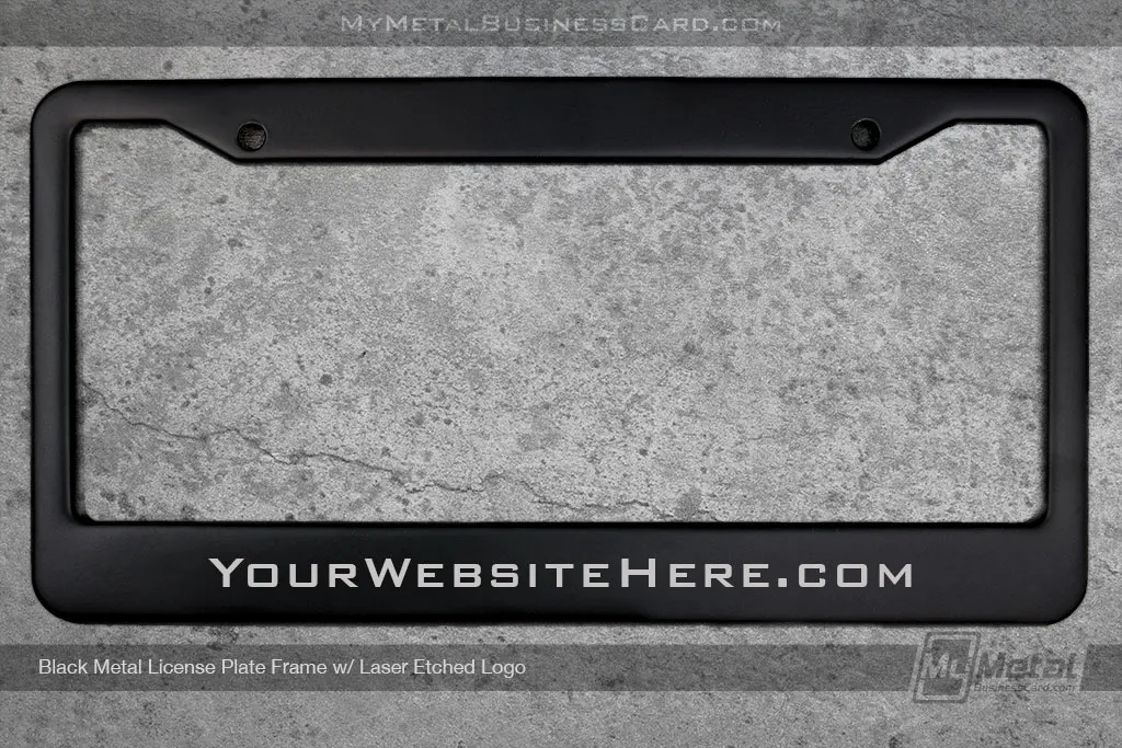 License-Plate-Frame-Black-Metal-Laser-Etched-Logo
