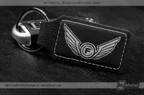 Black Leatherette Key Chain custom etched with wing logo