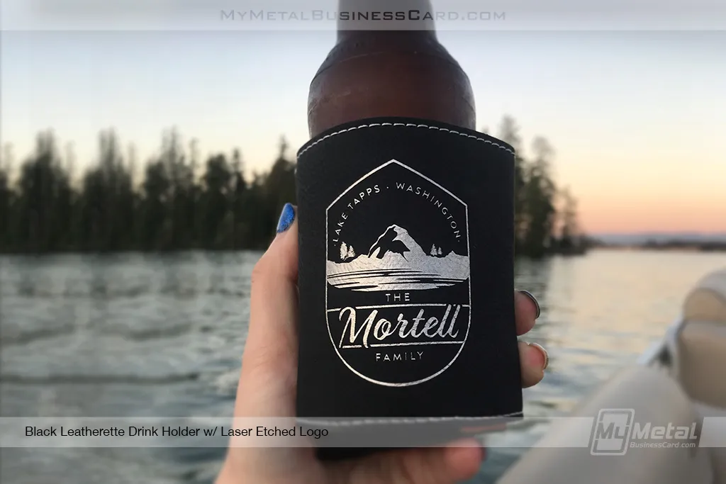 Black-Leatherette-Drink-Holder-With-Laser-Etched-Custom-Logo