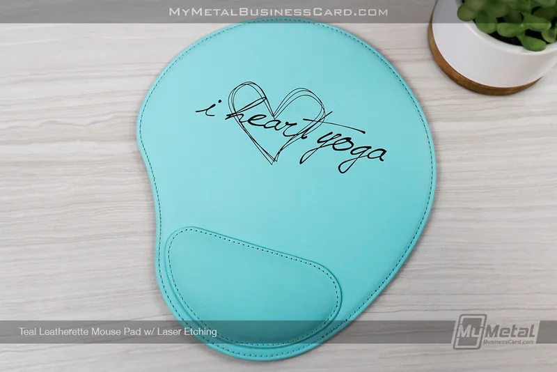 My Metal Business Card |&nbsp;AWS98174 Teal Leatherette Mouse Pad Heart Yoga