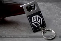Black-Leatherette-Bottle-Opener-Silver-Laser-Logo