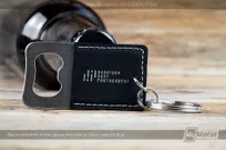 Black-Leatherette-Bottle-Opener-Silver-Laser-Logo-Keychain