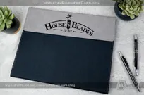 Gray-Leatherette-Black-Canvas-Portfolio-Laser-Etching-House-of-Blades