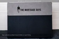 Gray-Leatherette-Black-Canvas-Portfolio-Laser-Etching-Mortgage-Guys
