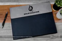 Gray-Leatherette-Black-Canvas-Portfolio-Laser-Etching-Solid-Machine