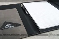 Gray-Leatherette-Portfolio-WIth-Close-Up-of-Inside-with-Notepad-and-Pen-Pocket-Custom-Etched