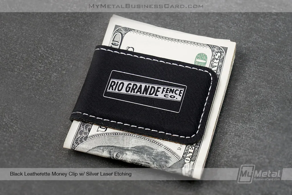 Black-Leatherette-Money-Clip-Rio-Grande-Fence