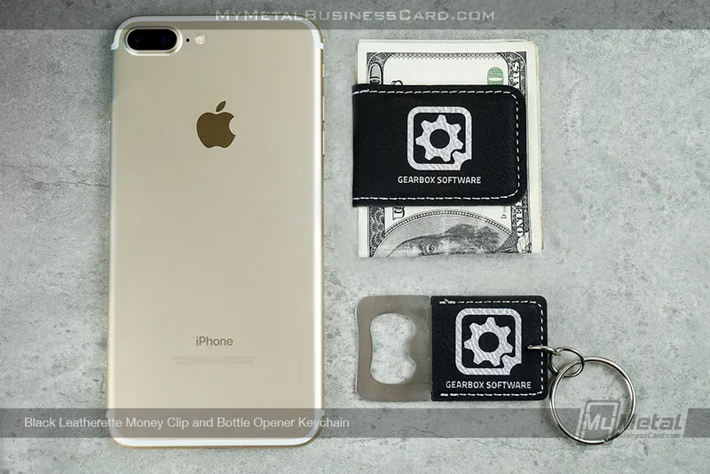 Black-Leatherette-Bottle-Opener-and-Money-Clip-with-Company-Logo